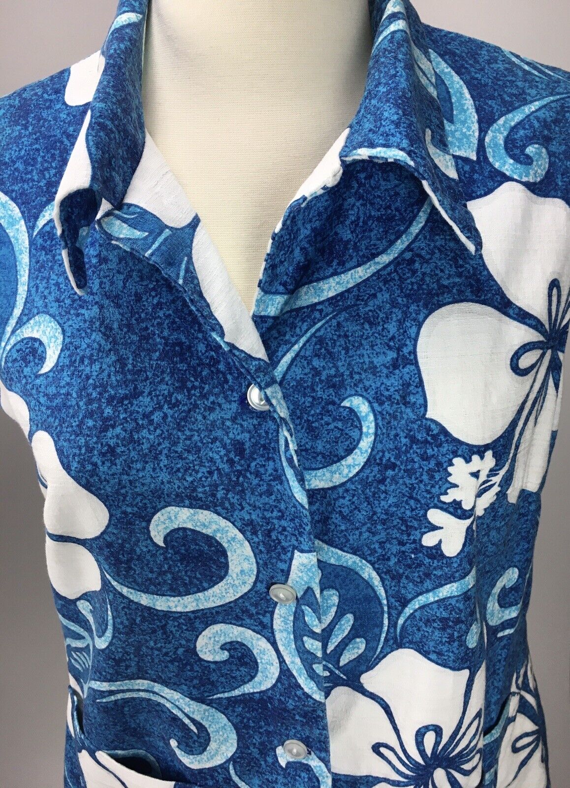 VTG hawaiian shirt bark cloth sleeveless Sears Ha… - image 2