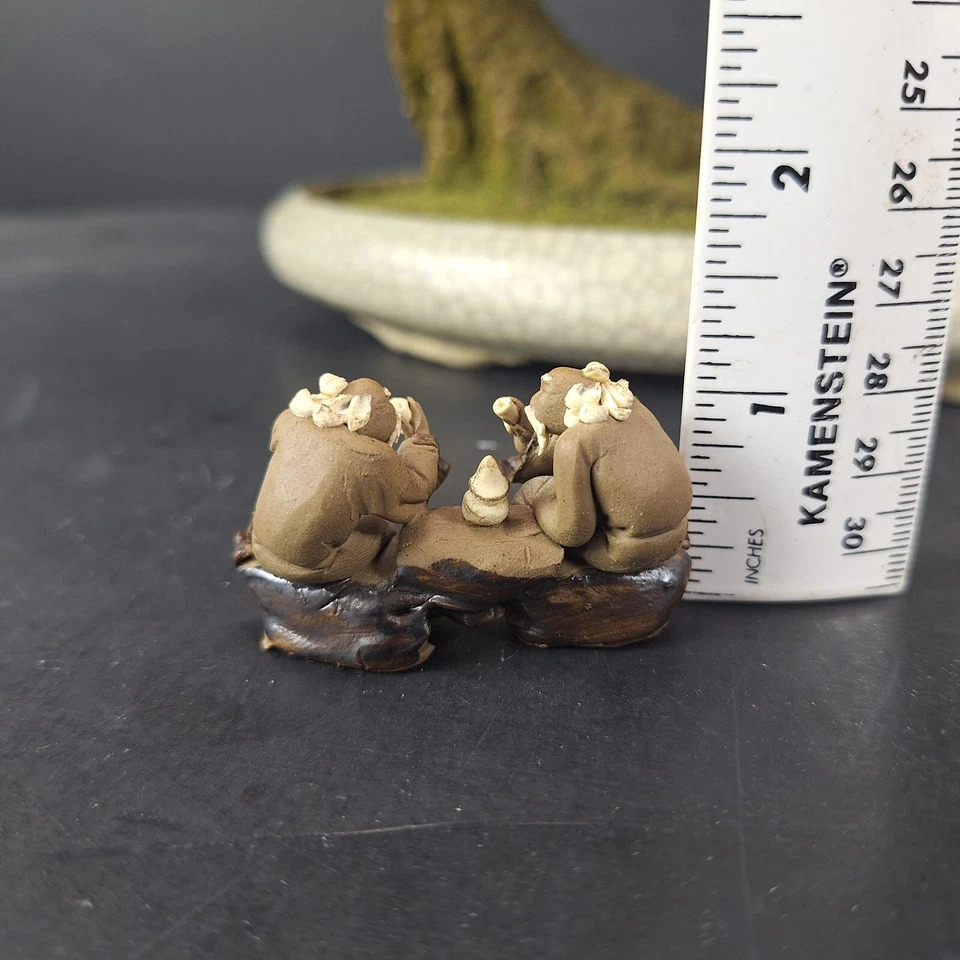 Artificial Bonsai Tree with Ceramic Planter & Clay Asian Figures Fake Plant - Image 4 of 4