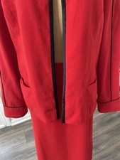 Vintage Kohler Womens Skirt Set 100 Wool 2 Piece Red Black Straight Career