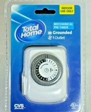 Total Home Indoor Grounded 1 outlet Mechanical Pin Timer *NEW*