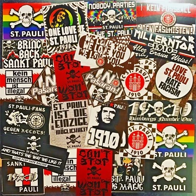100 x St Pauli Aufkleber inspiriert von Fahne Sticker FCSP Sankt Millerntor