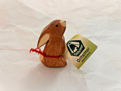NWT Ostheimer  Easter Wooden Rabbit With Ears Low 15004 Toy German Waldorf Toy