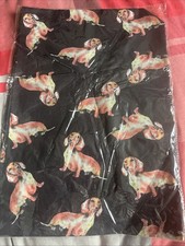 Cashmere Scarf In Black with Dog Design Print Brand New