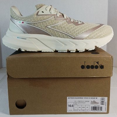 diadora Mythos Blushield Volo 2 Gold Running Shoes Womens 10.5 US
