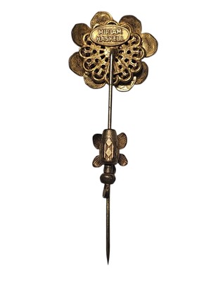 Vintage Miriam Haskell Signed Pearl Flower Stick Pin - 3