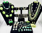 Mix Wearable green Jewelry Lot. Vintage Modern Costume Pieces Some Signed