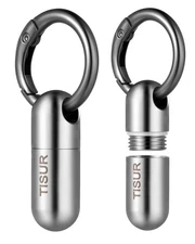 Micro Keychain Pill Holder, Titanium Pill Case Waterproof Pill Fob for Emerge...