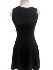 Alice + Olivia Textured Knit Sleeveless Fit and Flare Mini Dress Black Size S