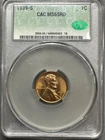 1939-S   LINCOLN CENT  CAC  MS65  RED