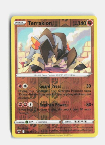 Terrakion 092/185 Reverse Holo SWSH04: Vivid Voltage Pokemon NM