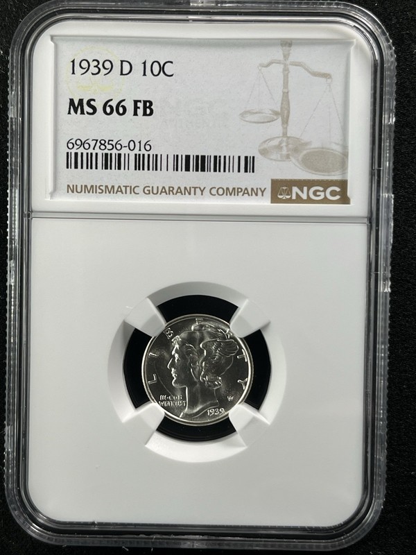 1939-D 10C FB Mercury Dime NGC MS66FB 6967856-016