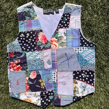 Vintage 90s Quilted Patchwork Floral Paisley Western Boho Cottage Grandma Vest M