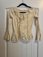Long sleeve cream color lace shirt for women US Small