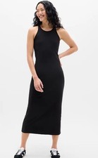 ATHLETA Signature Rib Maxi Dress Sz M Black #657062 NEW NWT