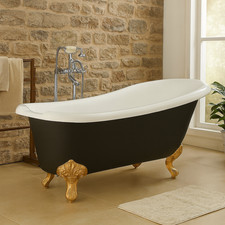 Traditional Freestanding Acrylic Slipper Clawfoot Bath 1700mm Matt Black RollTop
