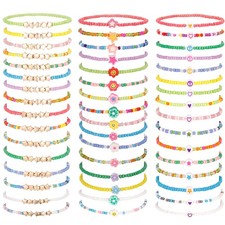 48 Pcs Colorful Adjustable Friendship Bracelets Set for Kids and Women