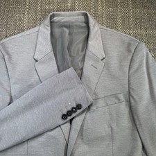 Zara Man Unstructured Blazer Mens 40 Gray Two Button Closure Jacket Sport Coat