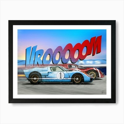 Ford Gt40 Miles vs Ferrari 330 Kunst gerahmt Wandbild Poster Leinwanddruck Bild