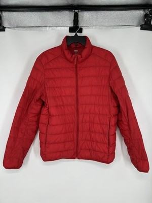Uniqlo Ultra Light Down Puffer Jacket Men's Medium Red Water Repellent Full Zip