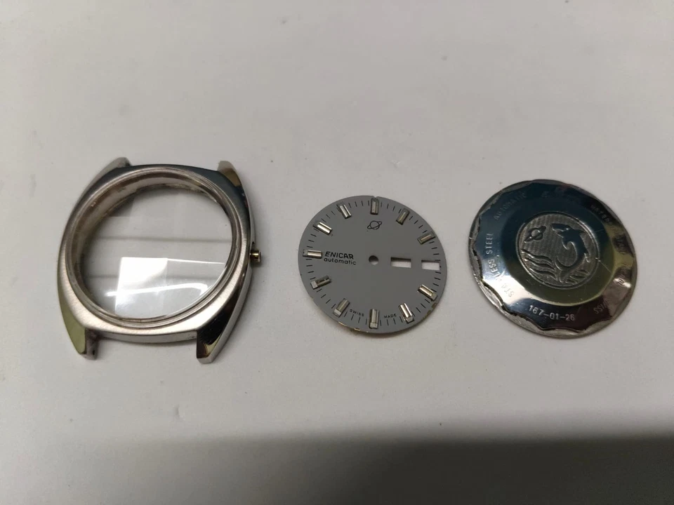 ENICAR AUTOMATIC CASE &DAIL CAL NO.AR-167 CROWN AT-3 O'CLOCK DAY/DATE ON-3 A-568 - Image 4 of 4