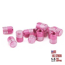 American Flag Valve Stem Cap, 12PCS Aluminum Alloy Rubber Sealed Tire Pink