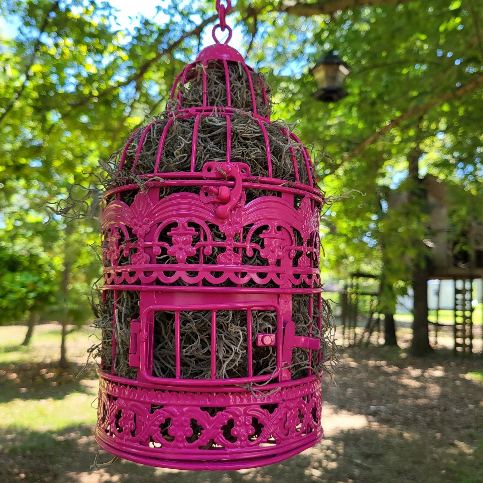 Pink Metal Small Dometop Hanging Bird Cage with Hook & Door Latch Rustic Decor
Opens in a new window