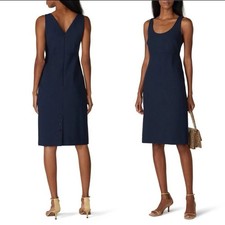 Club Monaco Size4 Navy Blue Sheath Sleeveless Button Back Vent Dress With Tags