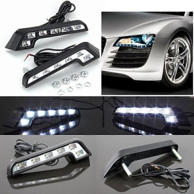 2X 6 LED Universal Tagfahrleuchten Auto weiße Lampen Nebel 12V DRL Tagfahrl I9J9