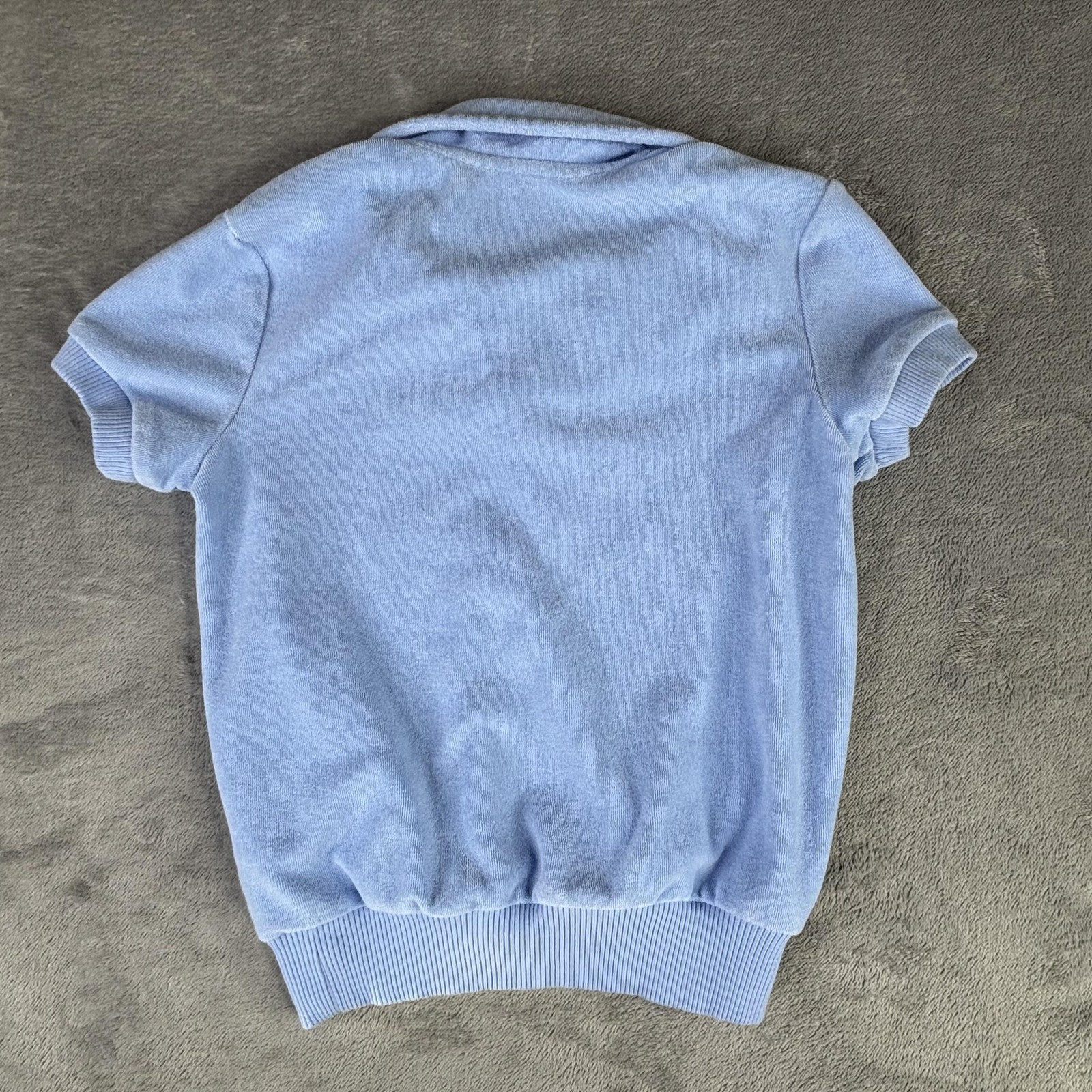 Polo Ralph Lauren Shirt Girls Small 7 Blue Terry Short Sleeve Flesh Pony Logo thumbnail 3