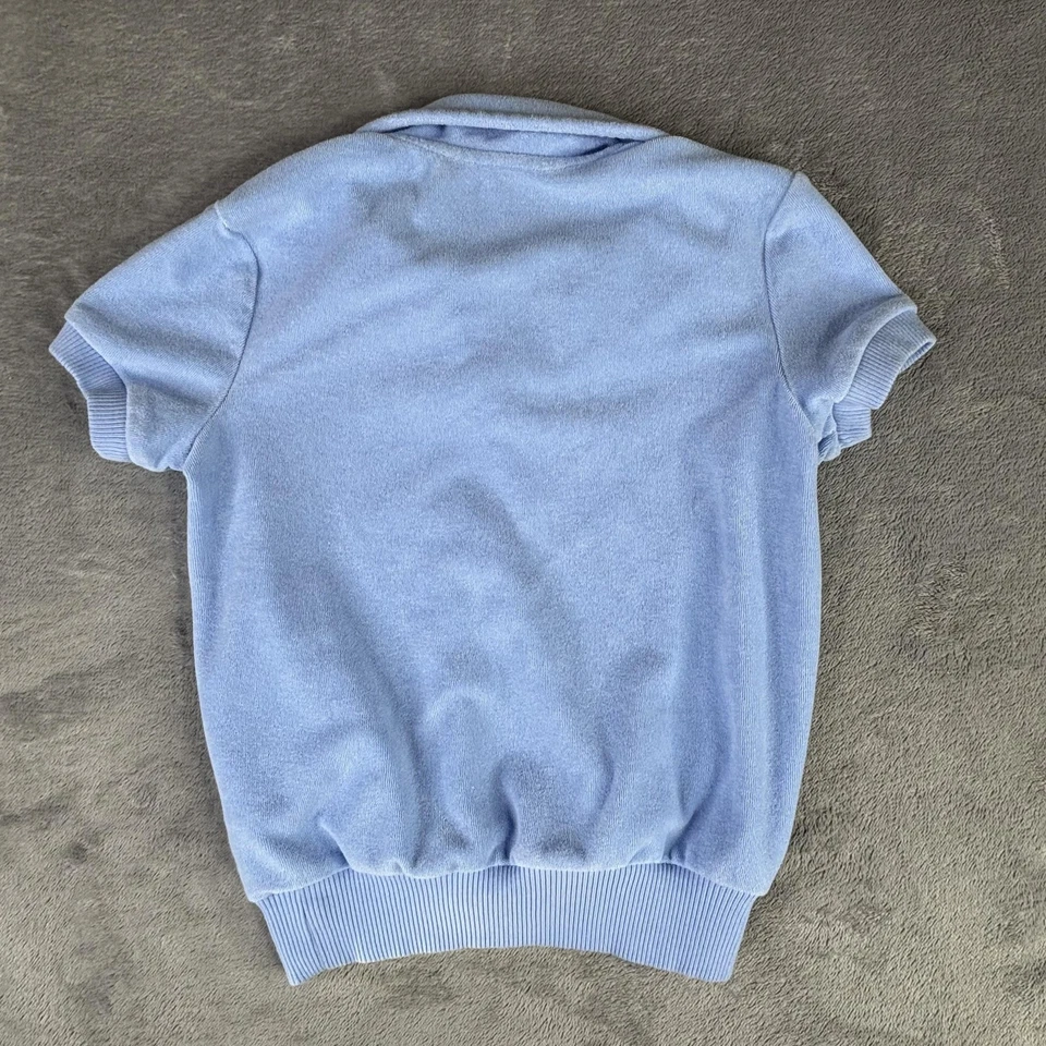 Camisa Polo Ralph Lauren Niñas Pequeña 7 Azul Terry Manga Corta Carne Pony Logo Foto 3 de 4