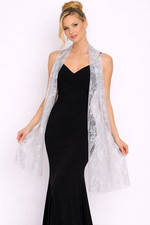 Off white Lace Scarf shawl vtg Fabric Retro Boho romantic wedding 104"x19"