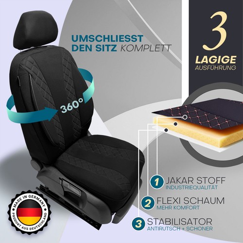 2x Sitzbezüge passend für Mercedes Citan W415 ab 2012-2021 (Schwarz) - Bild 2 von 12