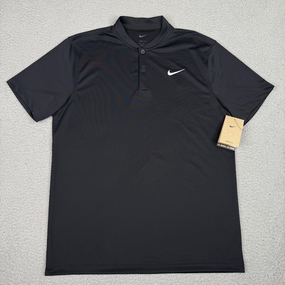 Nike Court Polo Shirt Mens Medium Black Dri-FIT Blade Tennis Golf  DJ4167-010 NWT