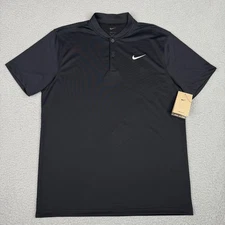 Nike Court Polo Shirt Mens Medium Black Dri-FIT Blade Tennis Golf DJ4167-010 NWT