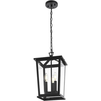 Chandelier Light Fixture Outdoor Glass Black Exterior Porch Walkway Pendant Lamp