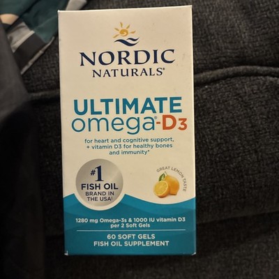 12/28 Nordic Naturals Ultimate Omega-D3, Lemon Flavor - 60 Soft Gels - 1280 mg 