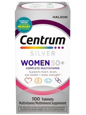 Centrum Silver Women 50+ Multivitamin 100 Tablets Heart Brain Bone Health