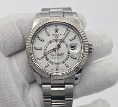 Rolex 326934 Sky-Dweller 42mm 18K White Gold Steel Oyster White Watch