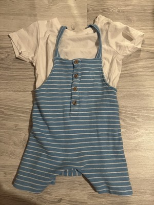 boys blue romper & t shirt set size 12-18 months matalan