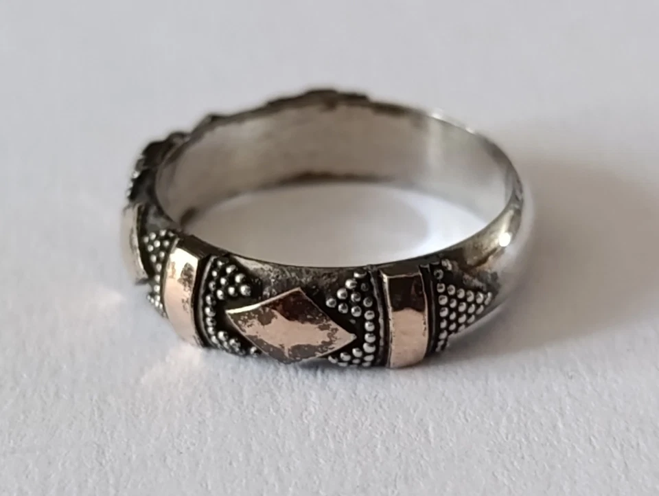 Bague Argent Massif & Vermeil Taille 56 - 4,3 g Bijoux - Photo 2/4