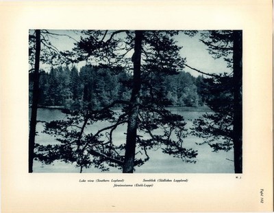 Kupfertiefdruck : Seenblick (Südliches Lappland) Finnland, Suomi. M. J.: