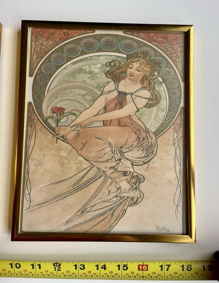 复古黄铜图片/照片框架带美术版画 - 2 件套;8 X 10 英寸 — 第 3/4 张图片