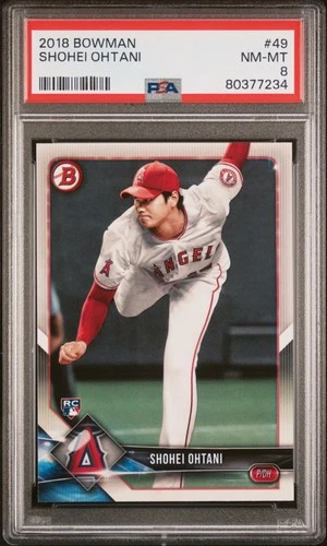 SHOHEI OHTANI 2018 BOWMAN ROOKIE CARD RC #49 PSA 8 NM-MINT DODGERS MLB CHAMP!
