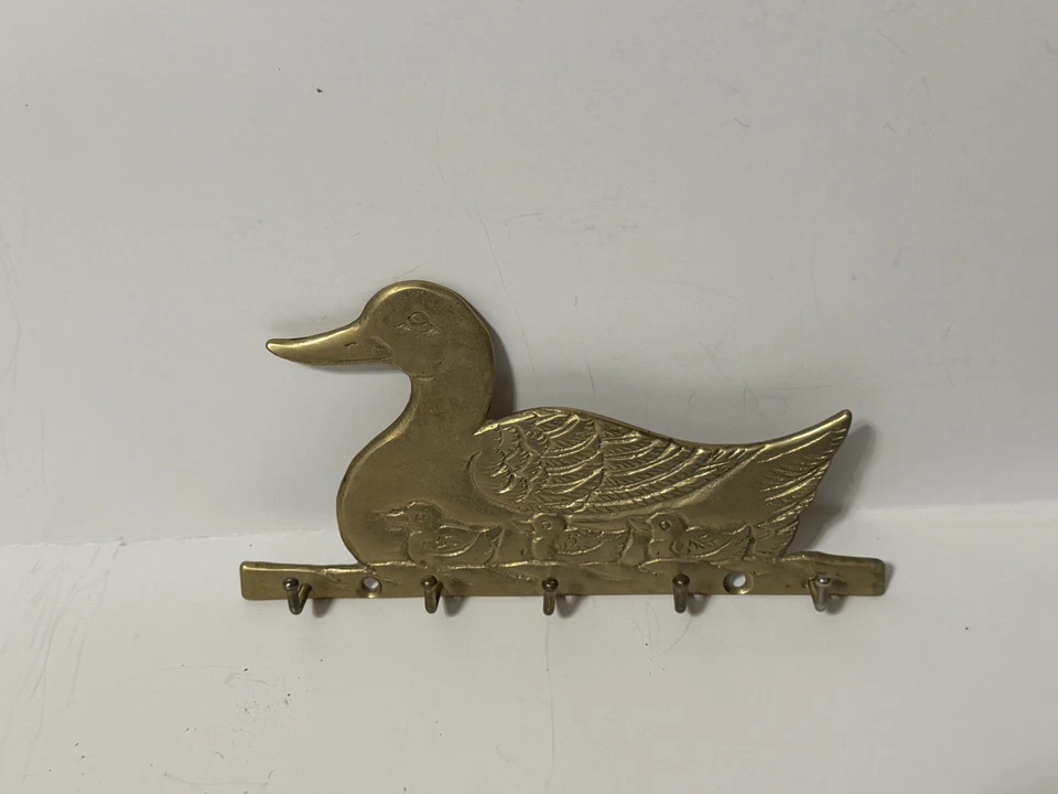 Gancho de pared de pato de latón vintage para llaves con 5 ganchos Foto 3 de 4