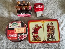 Vintage Coca-Cola Collectible Bundle Enesco Dispenser Tin Boxes Cards