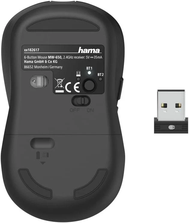 Hama Wireless Computer Mouse with 6 Buttons, Optical Mouse, Multi-Device Mouse f - Image 2 of 4
