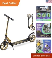 Black & Gold Adjustable Folding Scooter for Teens & Adults, 220 lbs Capacity