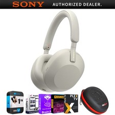 Sony Wireless Industry Leading Noise Canceling Headphones, Silver  Warranty Kit