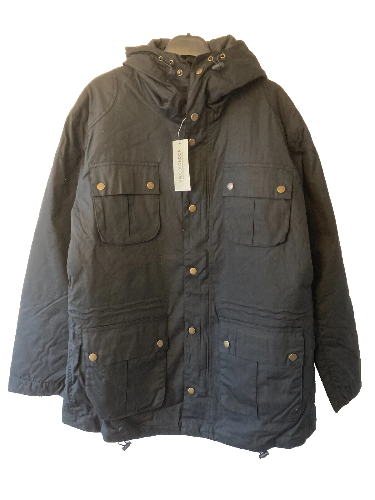 Men's Relco Storm Black Waxed Cotton Motorcycle/Parka Style Jacket - M - BNWT