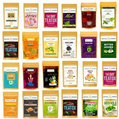 Lotustoday, Organic Herbal Tea Spice Chai & Green Tea Varieties | 20 Tea Bags